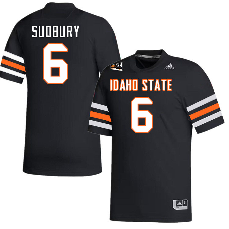 Idaho State Bengals #6 Carson Sudbury College Football Jerseys,Uniforms Stitched-Black